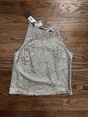 NWT Halston Heritage Sequined Halter Tank Top. Size 10.